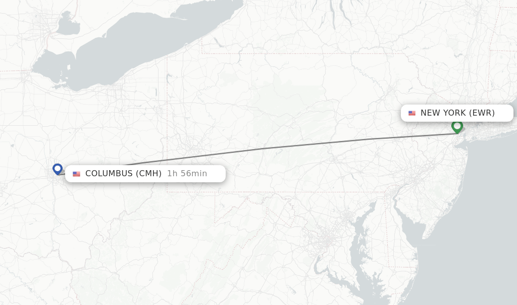Direct (nonstop) flights from New York to Columbus schedules