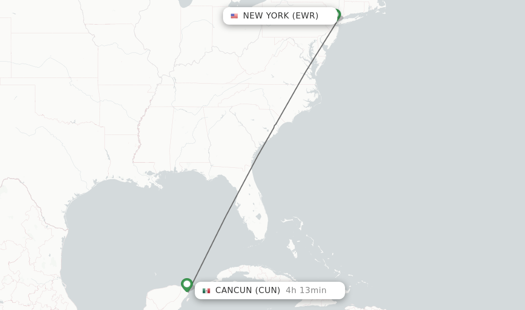 Direct (nonstop) flights from New York to Cancun schedules