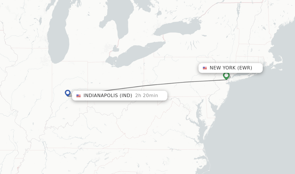 Direct (nonstop) flights from New York to Indianapolis schedules