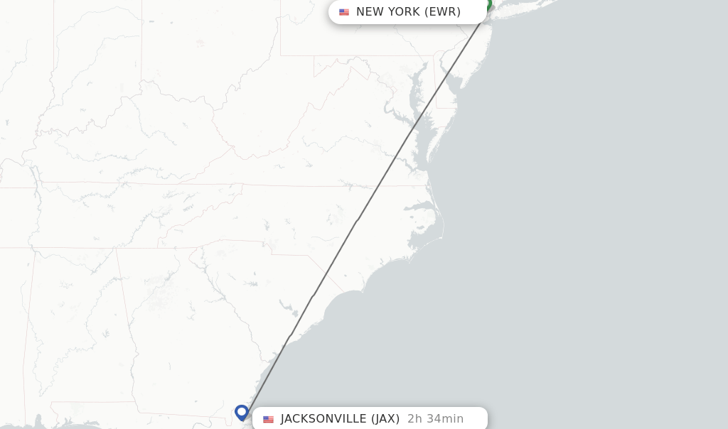 Direct (nonstop) flights from New York to Jacksonville schedules