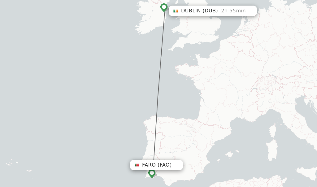 Direct (nonstop) flights from Faro to Dublin schedules