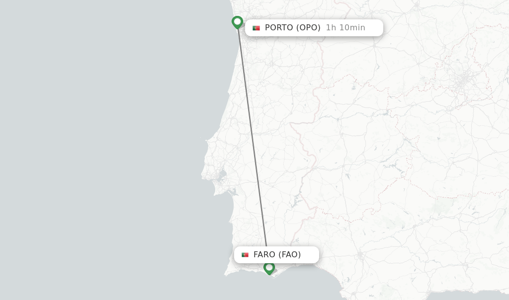 Direct (nonstop) flights from Faro to Porto schedules