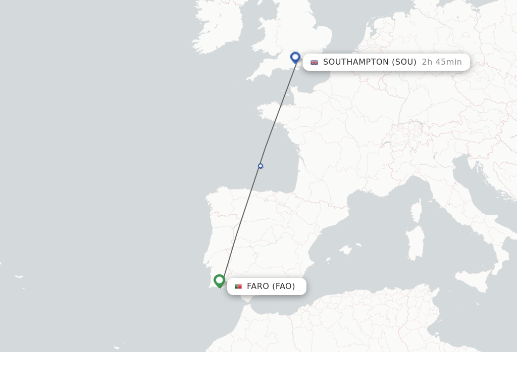 Direct (nonstop) flights from Faro to Southampton schedules