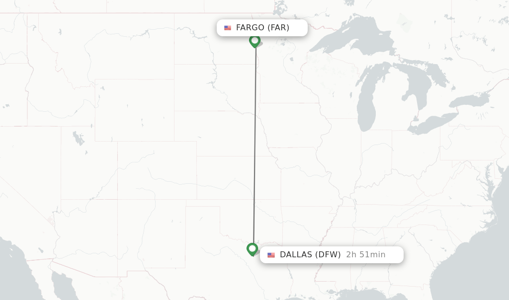 Direct (nonstop) flights from Fargo to Dallas schedules