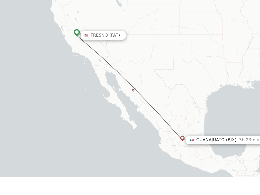 Direct (nonstop) flights from Fresno to Leon/Guanajuato schedules