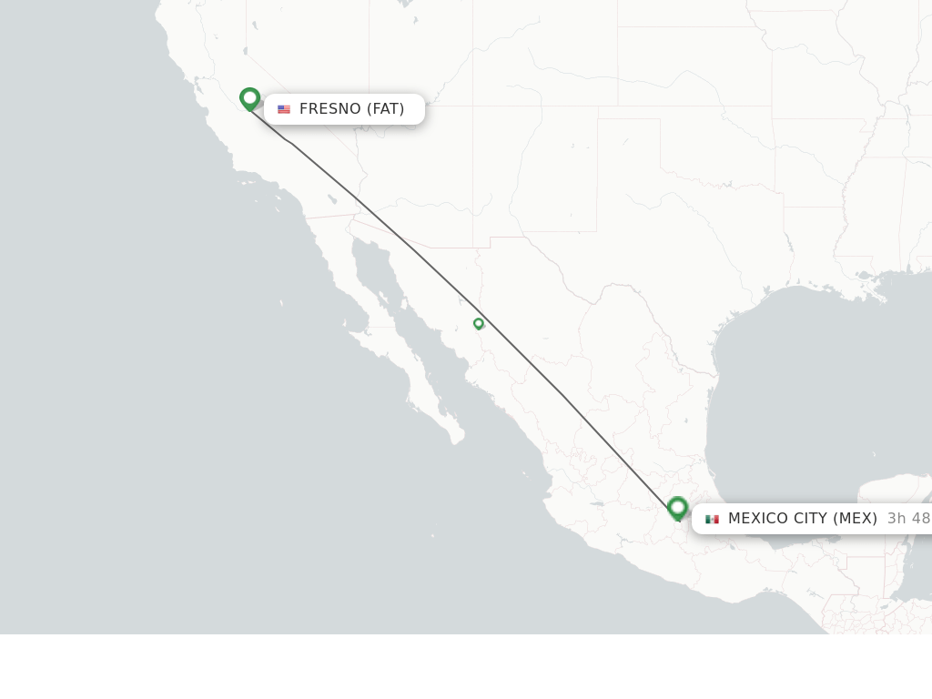 Direct (nonstop) flights from Fresno to Mexico City schedules