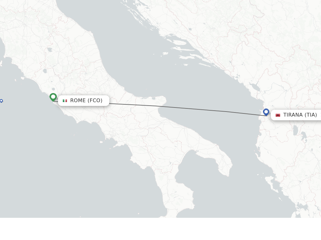Direct (nonstop) flights from Rome to Tirana schedules