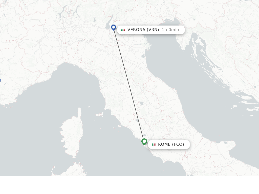 Direct (nonstop) flights from Rome to Verona schedules
