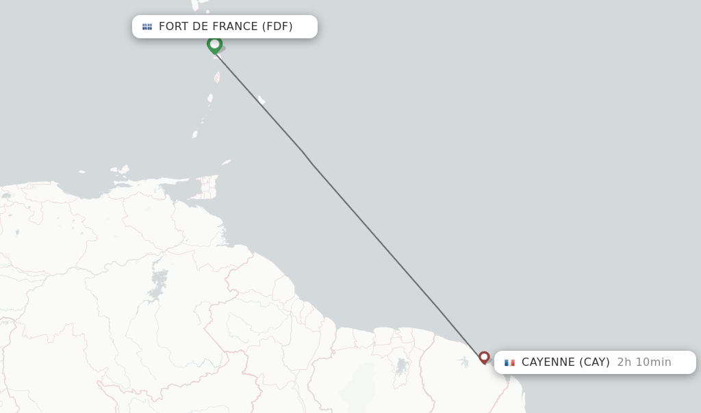 Direct (nonstop) flights from Fort De France to Cayenne schedules