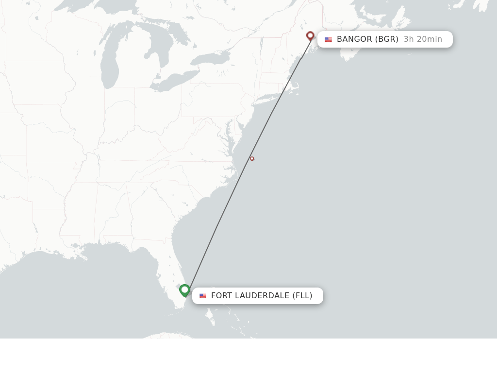 Direct (nonstop) flights from Fort Lauderdale to Bangor schedules