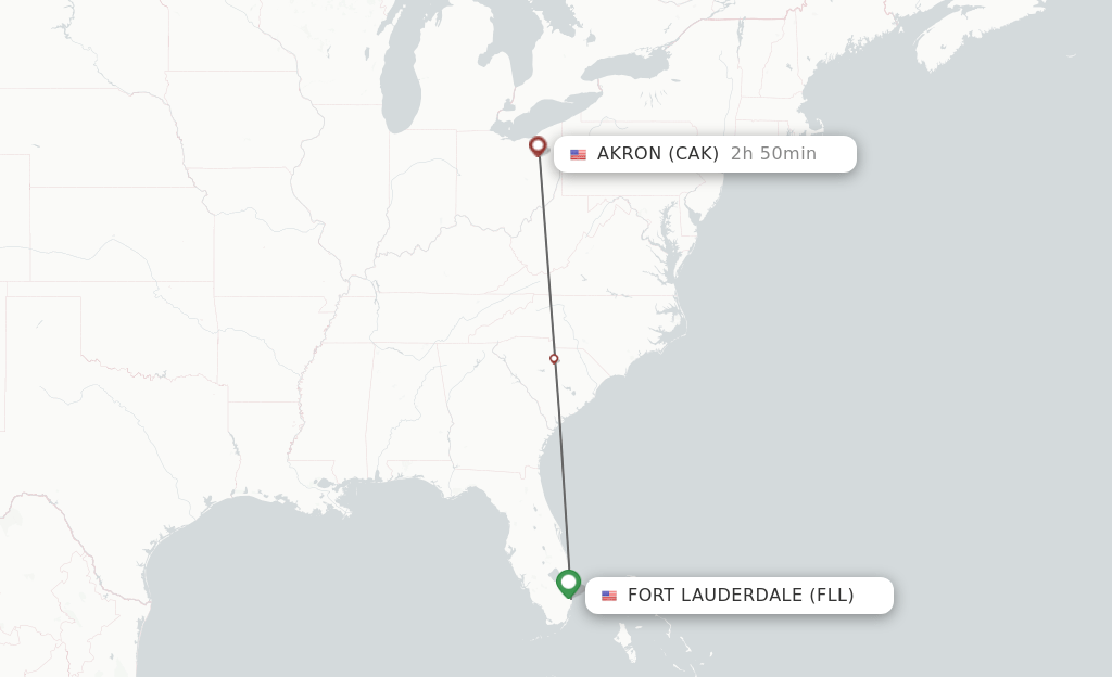 Direct (nonstop) flights from Fort Lauderdale to Akron schedules