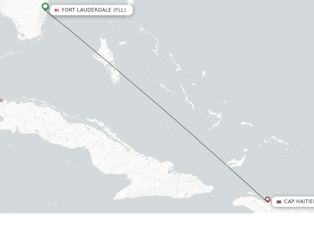 Direct (nonstop) flights from Fort Lauderdale to Cap Haitien