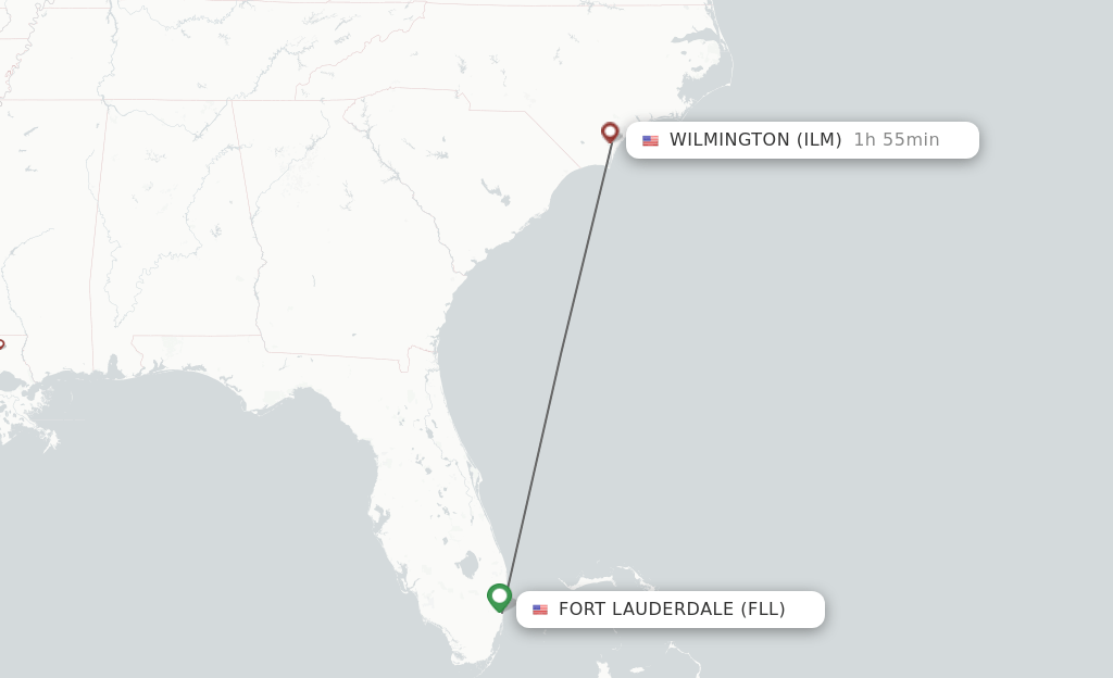 Direct (nonstop) flights from Fort Lauderdale to Wilmington
