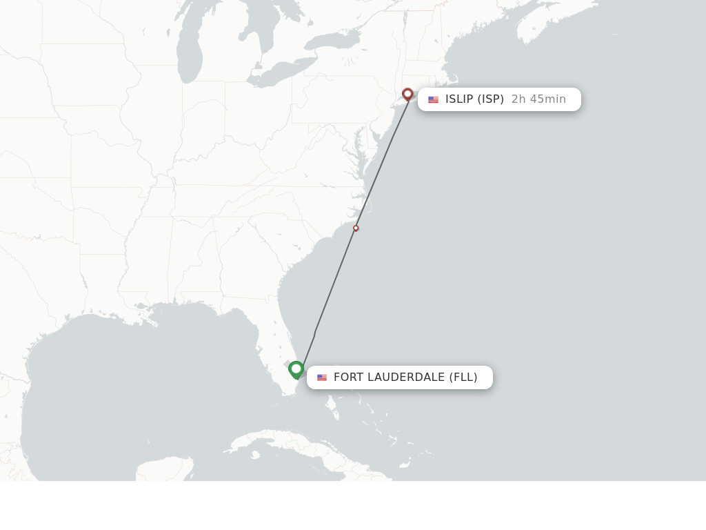 Direct (nonstop) flights from Fort Lauderdale to Islip schedules
