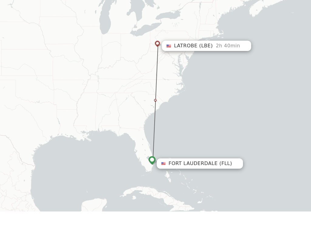 Direct (nonstop) flights from Fort Lauderdale to Latrobe schedules