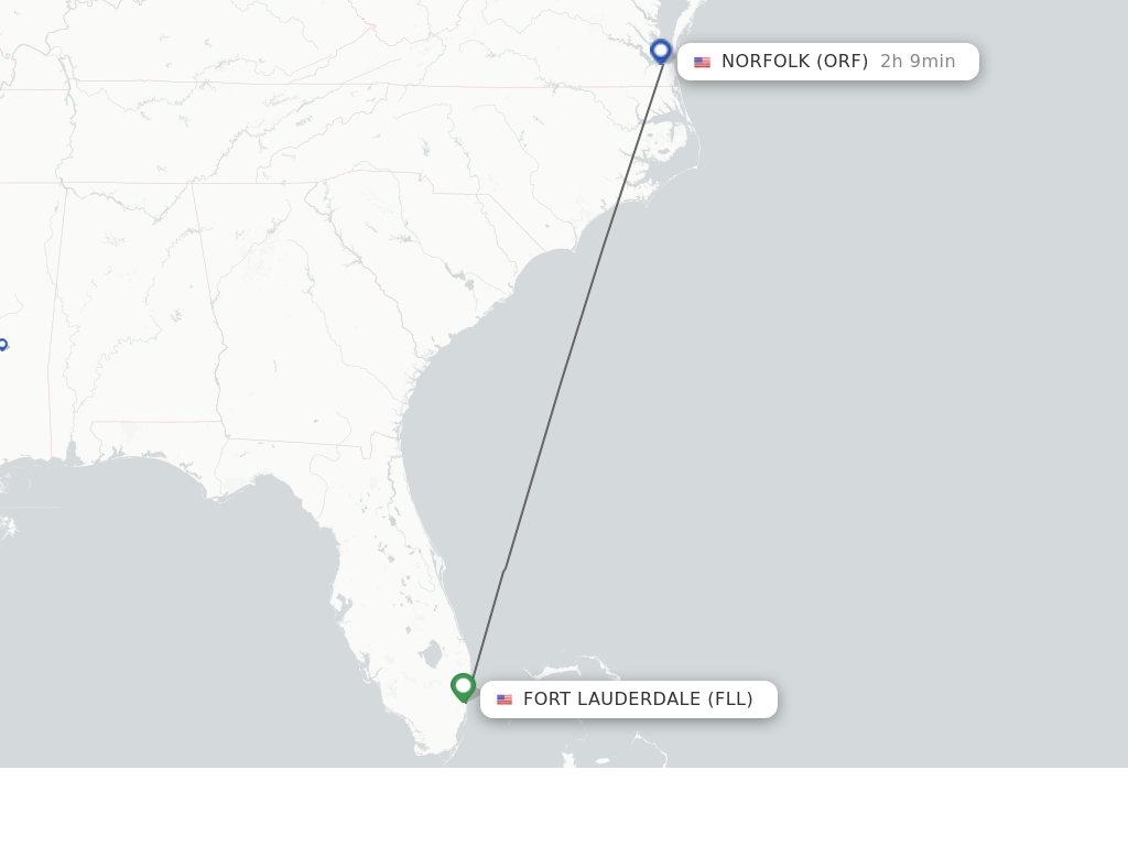 Direct (nonstop) flights from Fort Lauderdale to Norfolk schedules