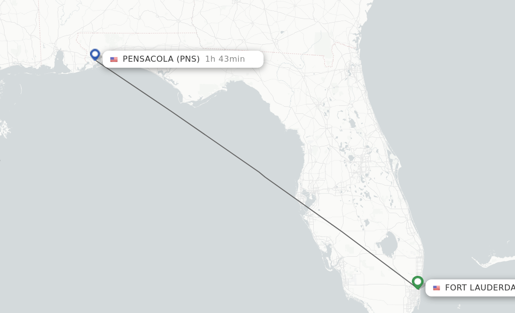 Direct (nonstop) flights from Fort Lauderdale to Pensacola schedules