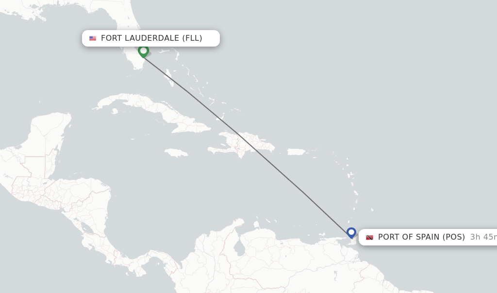 Direct (nonstop) flights from Fort Lauderdale to Port Of Spain