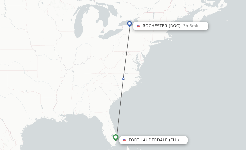 Direct (nonstop) flights from Fort Lauderdale to Rochester schedules