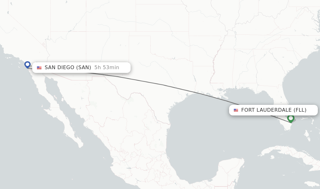 Direct (nonstop) flights from Fort Lauderdale to San Diego schedules