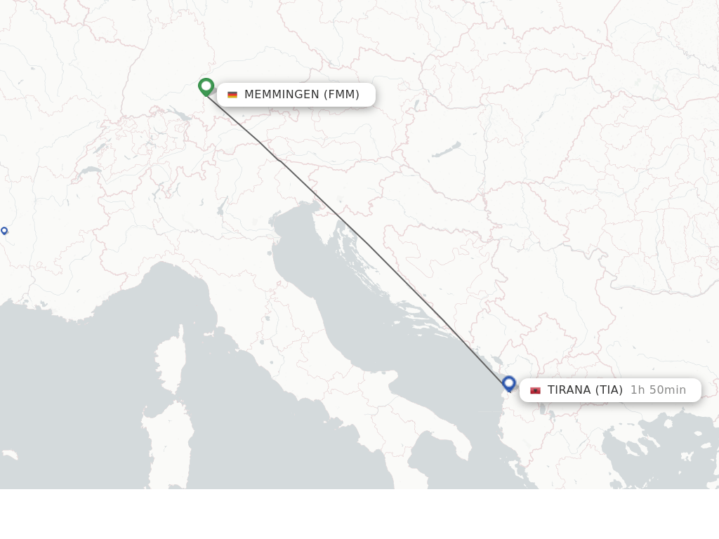 Direct (nonstop) flights from Memmingen to Tirana schedules