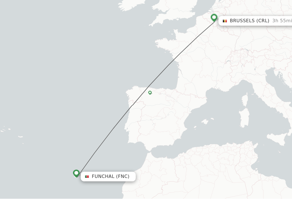 Direct (nonstop) flights from Funchal to Brussels schedules