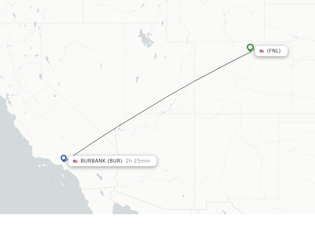Direct (nonstop) flights from Fort Collins/Loveland to Burbank