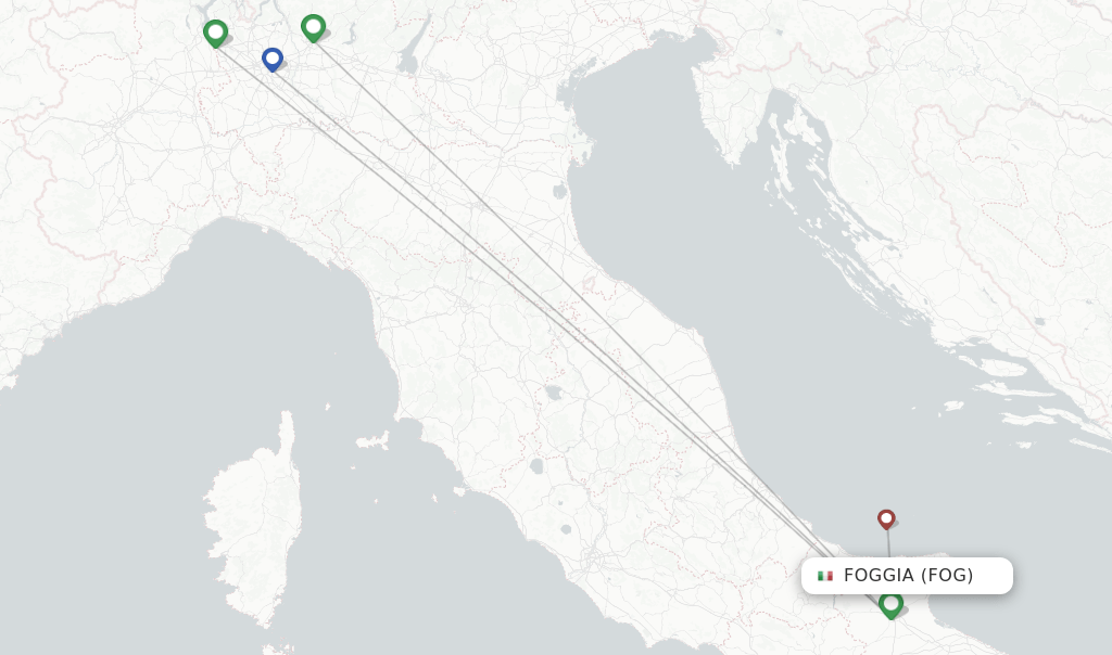 Direct (nonstop) flights from Foggia to Verona schedules