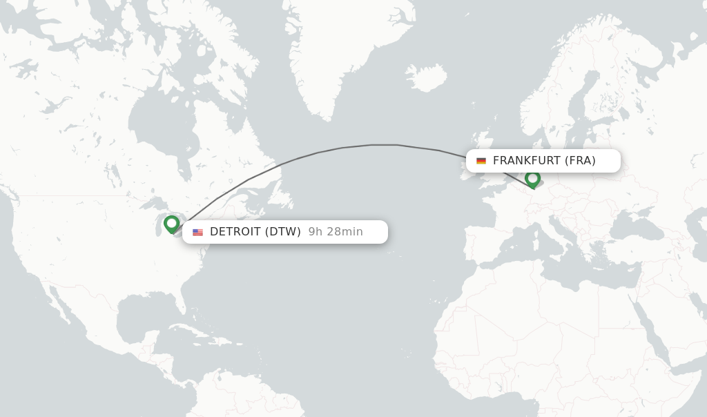 Direct (nonstop) flights from Frankfurt to Detroit schedules