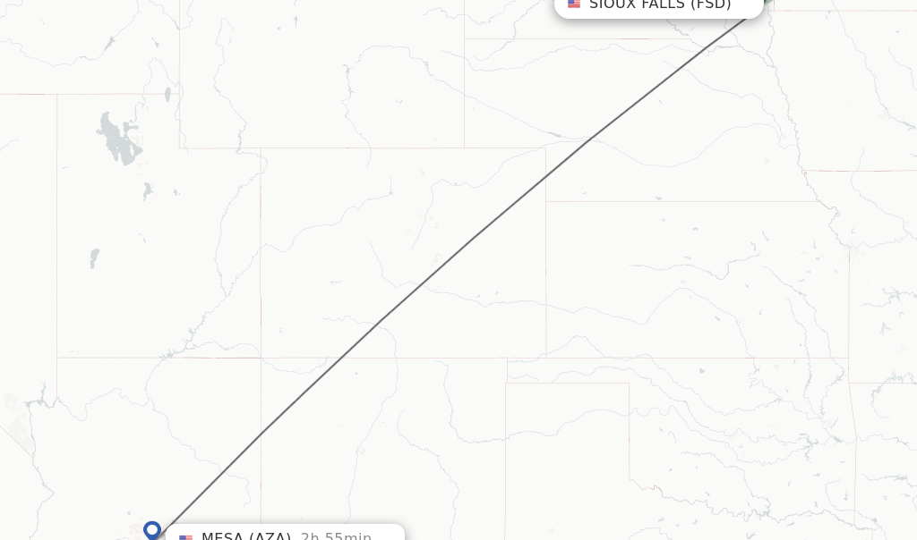 Direct (nonstop) flights from Sioux Falls to Mesa schedules
