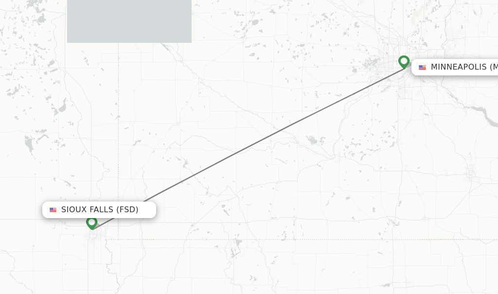 Direct (nonstop) flights from Sioux Falls to Minneapolis schedules