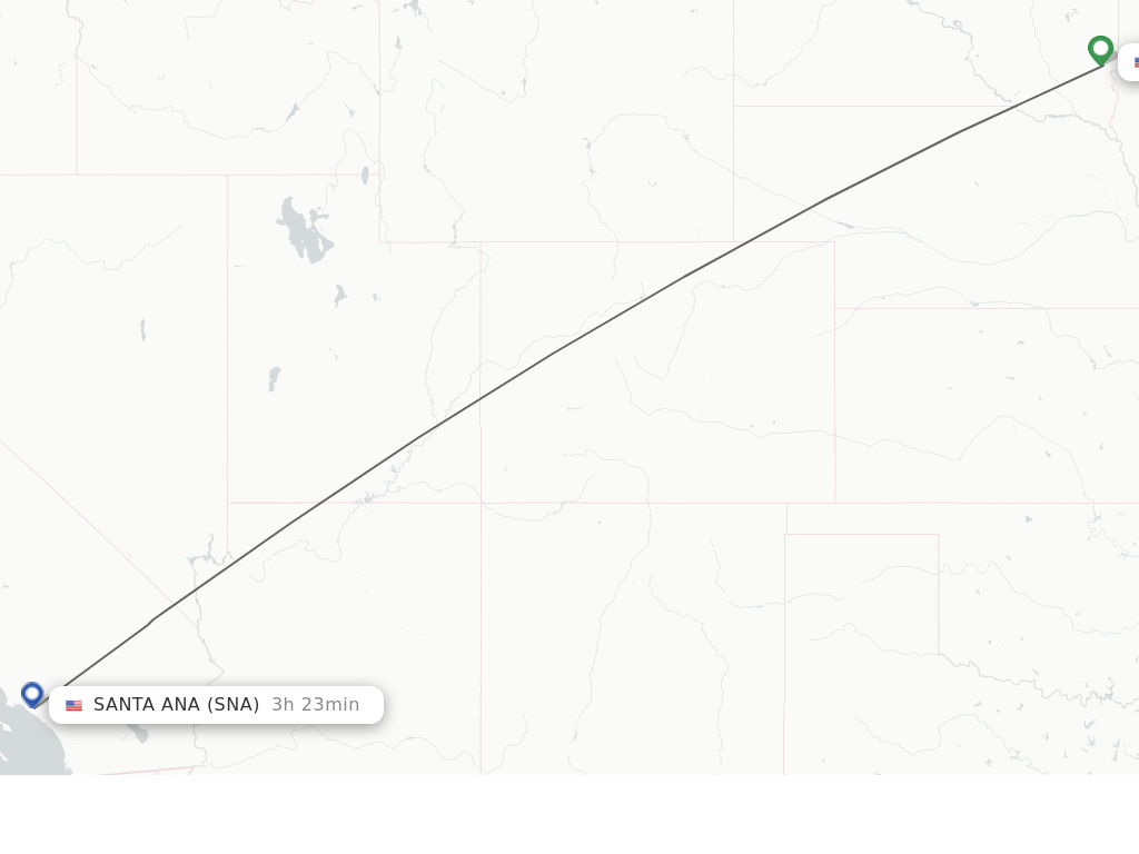 Direct (nonstop) flights from Sioux Falls to Santa Ana schedules