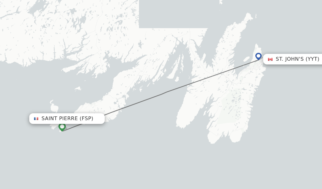 Direct (nonstop) flights from Saint Pierre to St. John's schedules