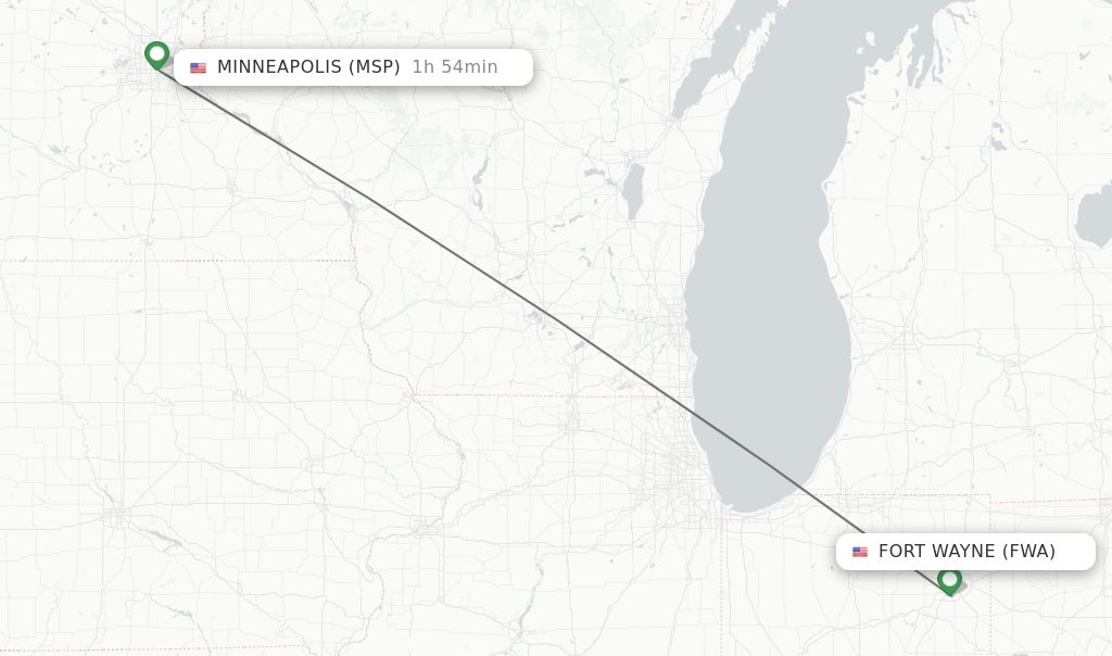 Direct (nonstop) flights from Fort Wayne to Minneapolis schedules