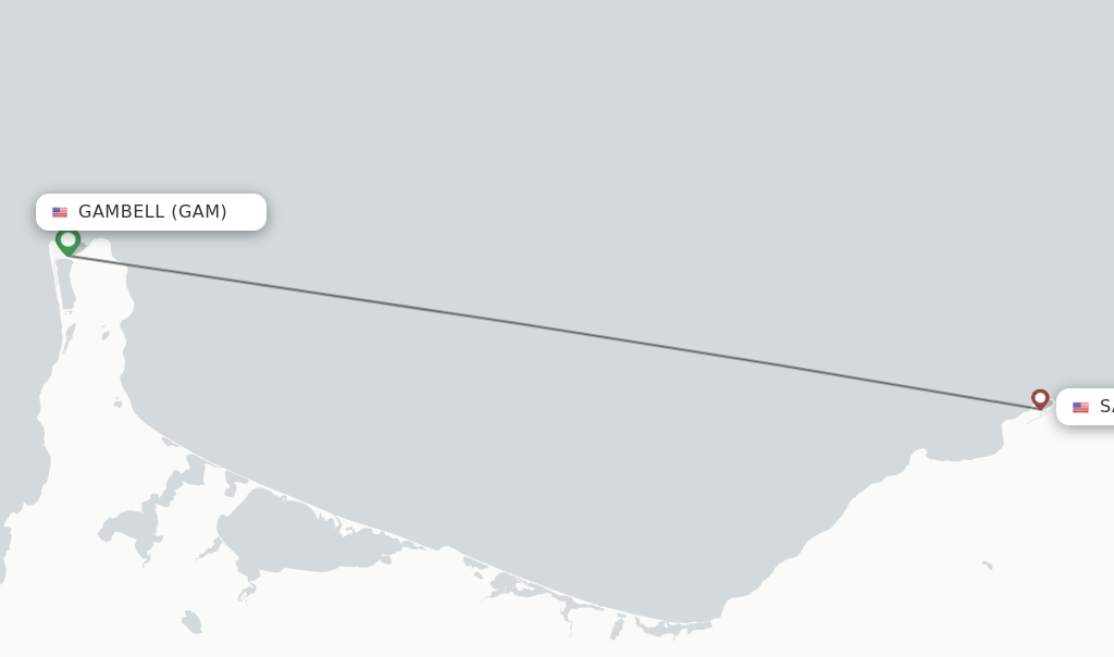 Direct (nonstop) flights from Gambell to Savoonga schedules