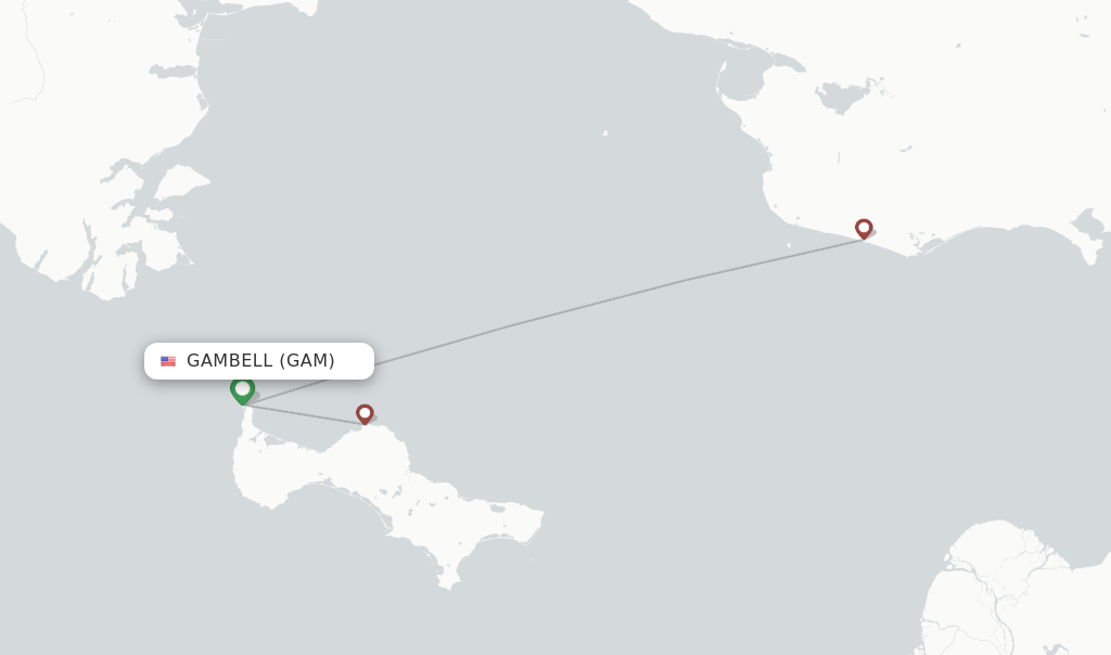 Direct (nonstop) flights from Gambell Airport (GAM)