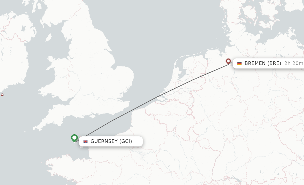 Direct (nonstop) flights from Guernsey to Bremen schedules