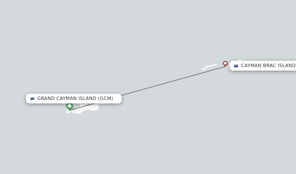 Direct (nonstop) flights from Grand Cayman Island to Cayman Brac Island schedules