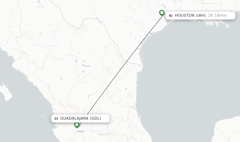Direct (nonstop) flights from Guadalajara to Houston schedules