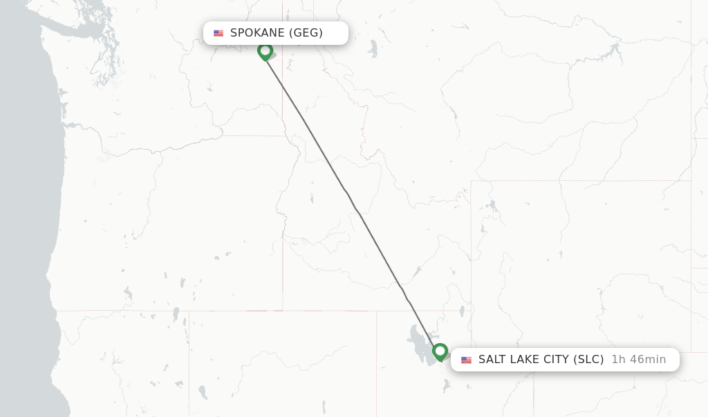 Direct (nonstop) flights from Spokane to Salt Lake City schedules