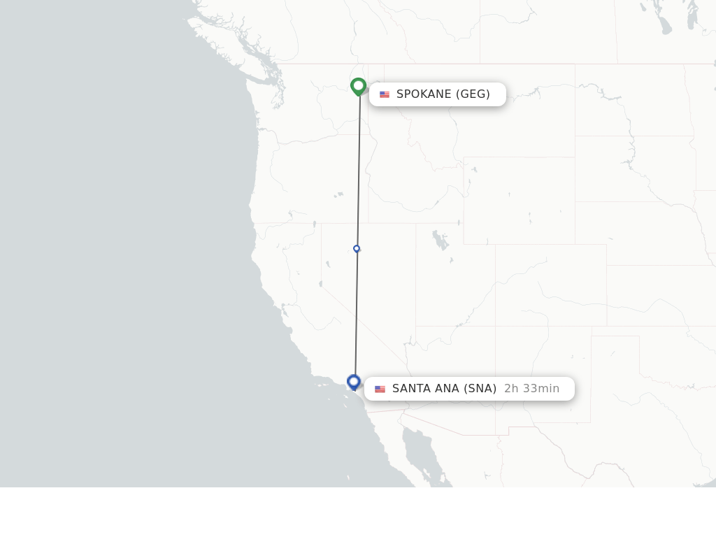 Direct (nonstop) flights from Spokane to Santa Ana schedules