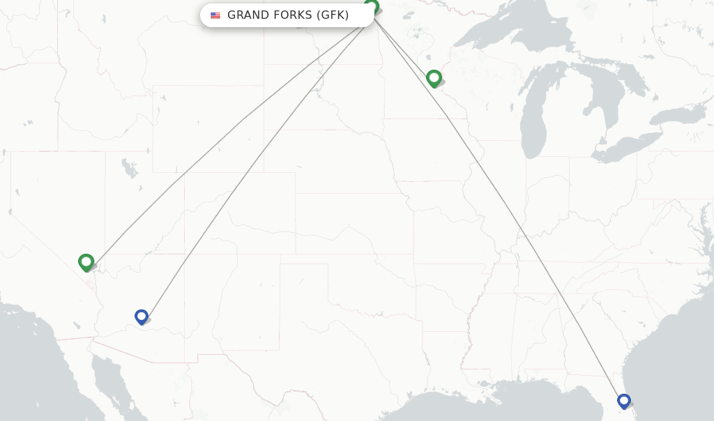 Direct (nonstop) flights from Grand Forks (GFK)
