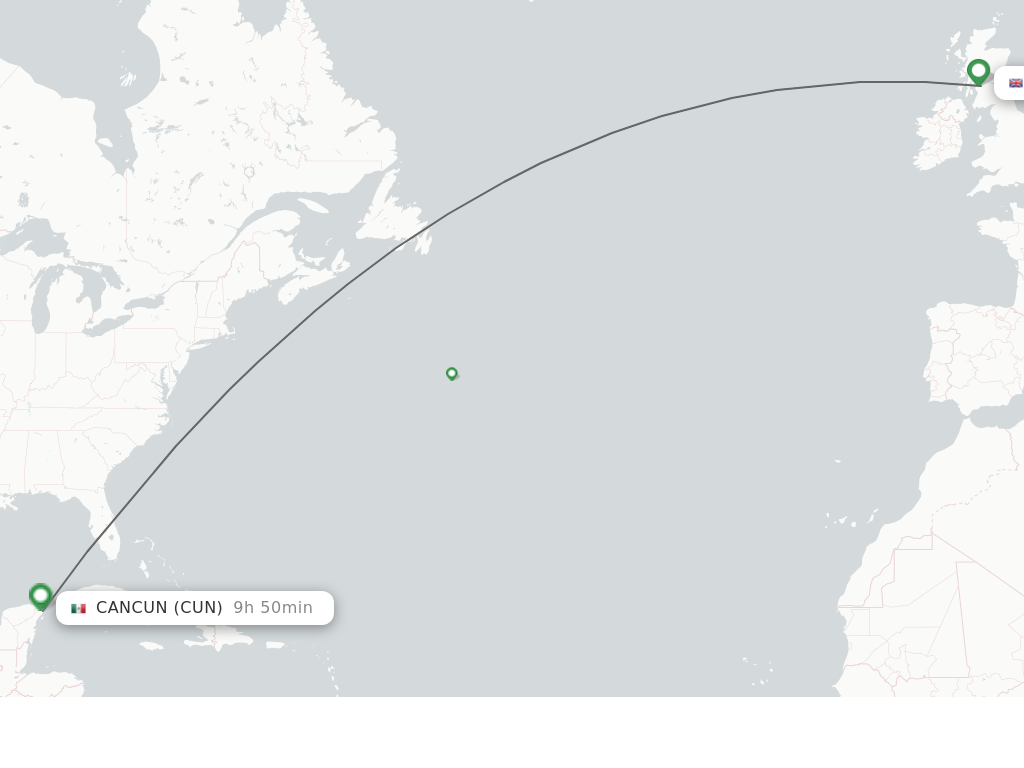 Direct (nonstop) flights from Glasgow to Cancun schedules
