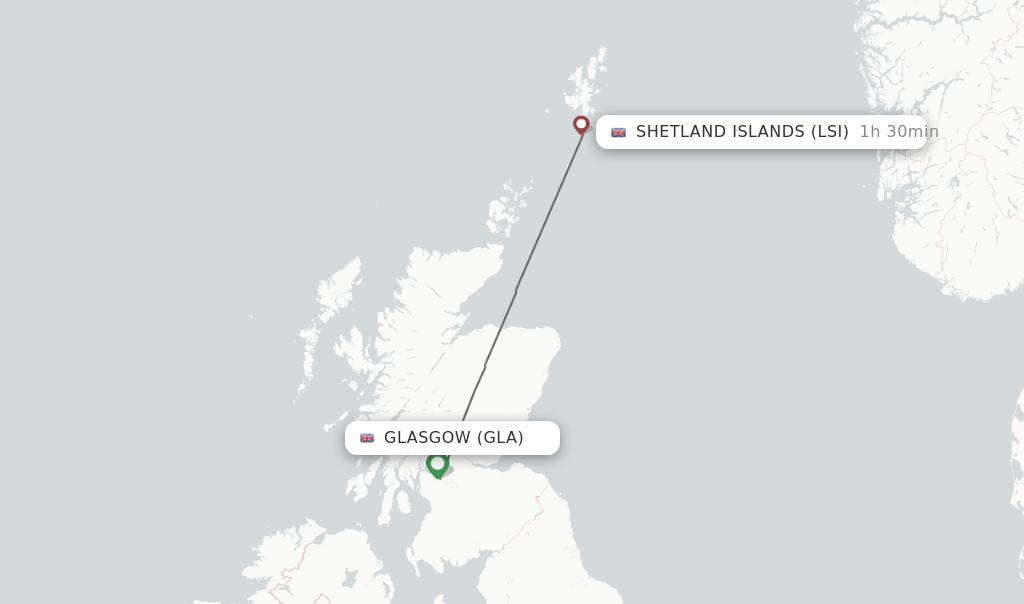 Direct (nonstop) flights from Glasgow to Shetland Islands schedules