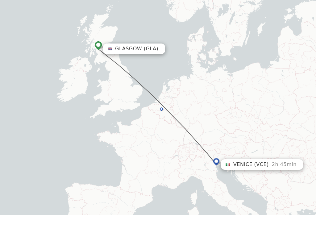 Direct (nonstop) flights from Glasgow to Venice schedules
