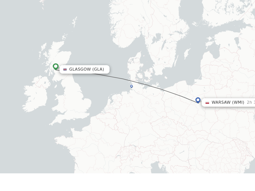 Direct (nonstop) flights from Glasgow to Modlin schedules