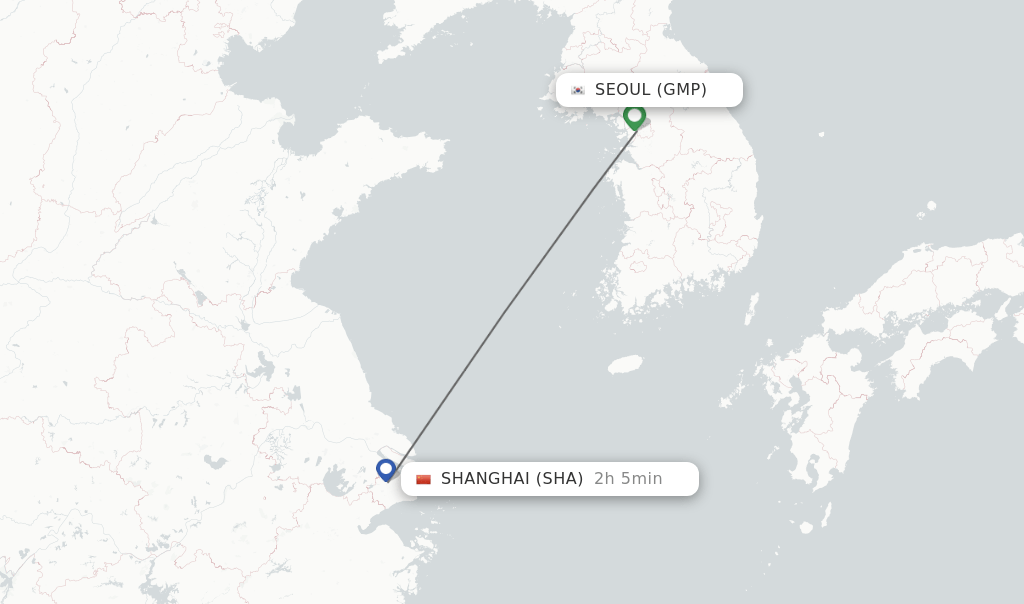 Direct (nonstop) flights from Seoul to Shanghai schedules