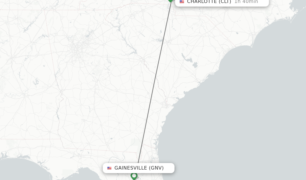 Direct (nonstop) flights from Gainesville to Charlotte schedules