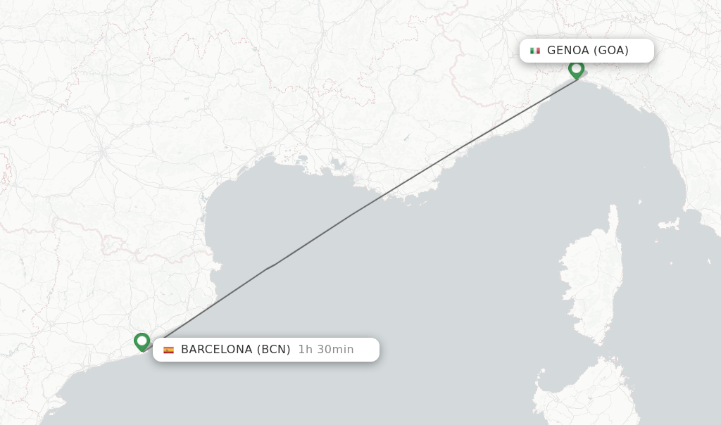 Direct (nonstop) flights from Genoa to Barcelona schedules