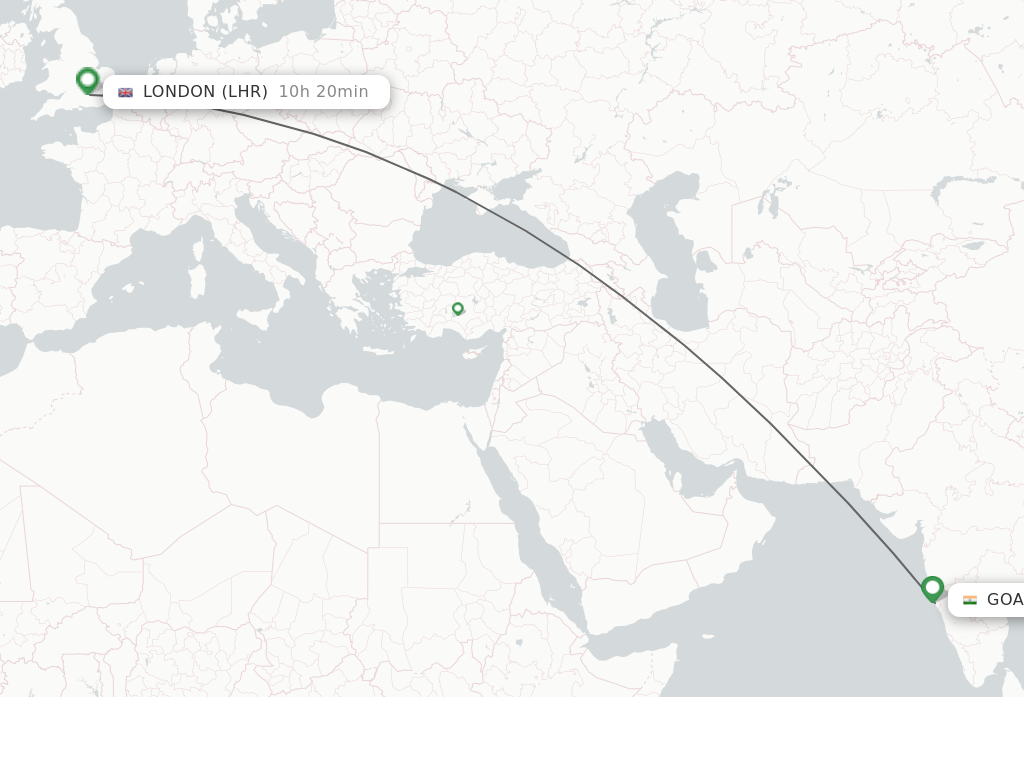 Direct (nonstop) flights from Goa to London schedules